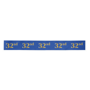 Faux/Imitation Gold "32nd" Event Number (Blue) Satin Ribbon