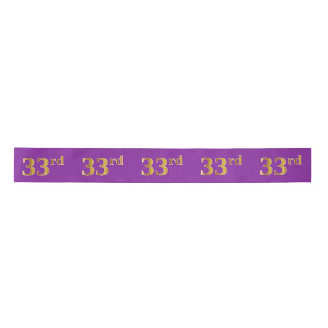 Faux/Imitation Gold "33rd" Event Number (Purple) Satin Ribbon (Front)