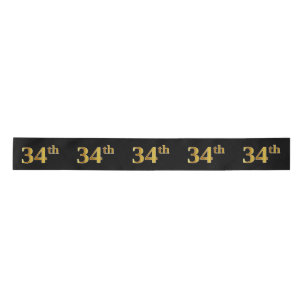 Faux/Imitation Gold "34th" Event Number (Black) Satin Ribbon