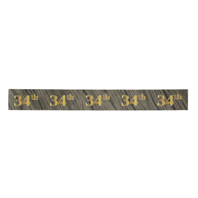 Faux/Imitation Gold "34th" Event Number (Rustic) Satin Ribbon (Front)