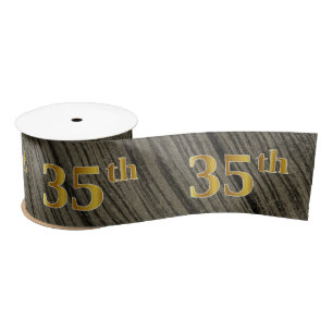 Faux/Imitation Gold "35th" Event Number (Rustic) Satin Ribbon