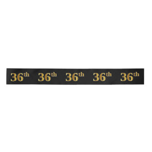 Faux/Imitation Gold "36th" Event Number (Black) Satin Ribbon