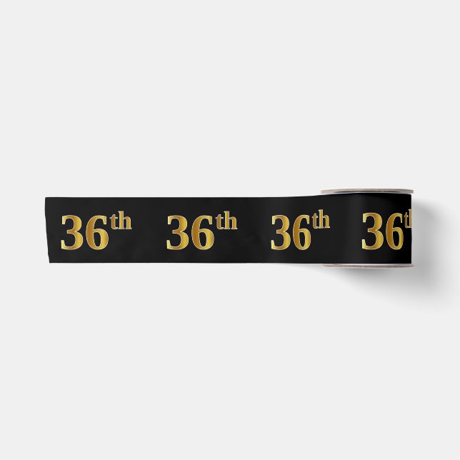 Faux/Imitation Gold "36th" Event Number (Black) Satin Ribbon (Front)