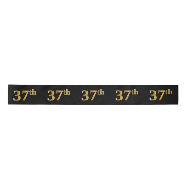 Faux/Imitation Gold "37th" Event Number (Black) Satin Ribbon (Front)