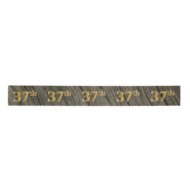 Faux/Imitation Gold "37th" Event Number (Rustic) Satin Ribbon (Front)