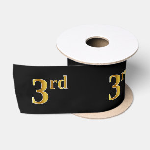 Faux/Imitation Gold "3rd" Event Number (Black) Satin Ribbon