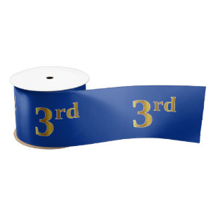 Faux/Imitation Gold "3rd" Event Number (Blue) Satin Ribbon