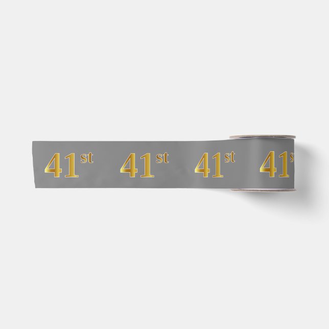 Faux/Imitation Gold "41st" Event Number (Grey) Satin Ribbon (Front)