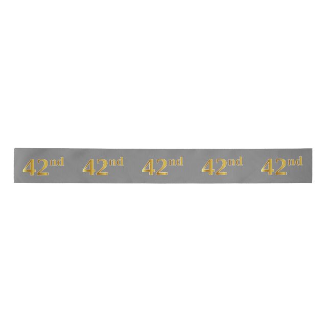Faux/Imitation Gold "42nd" Event Number (Grey) Satin Ribbon (Front)