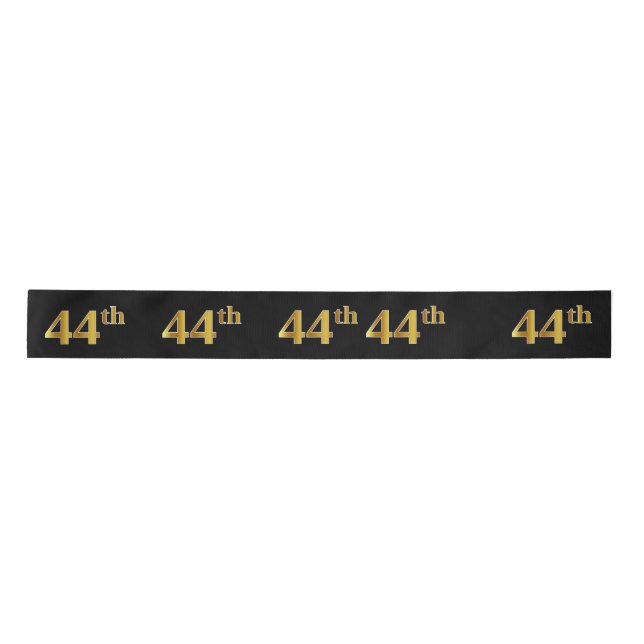Faux/Imitation Gold "44th" Event Number (Black) Satin Ribbon (Front)