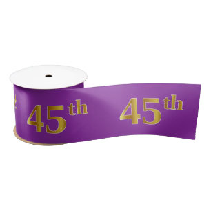 Faux/Imitation Gold "45th" Event Number (Purple) Satin Ribbon