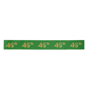 Faux/Imitation Gold "46th" Event Number (Green) Satin Ribbon