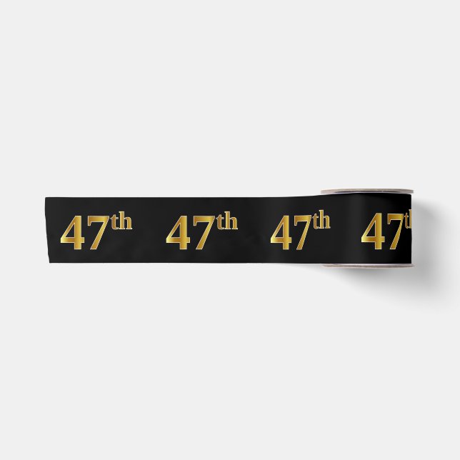 Faux/Imitation Gold "47th" Event Number (Black) Satin Ribbon (Front)