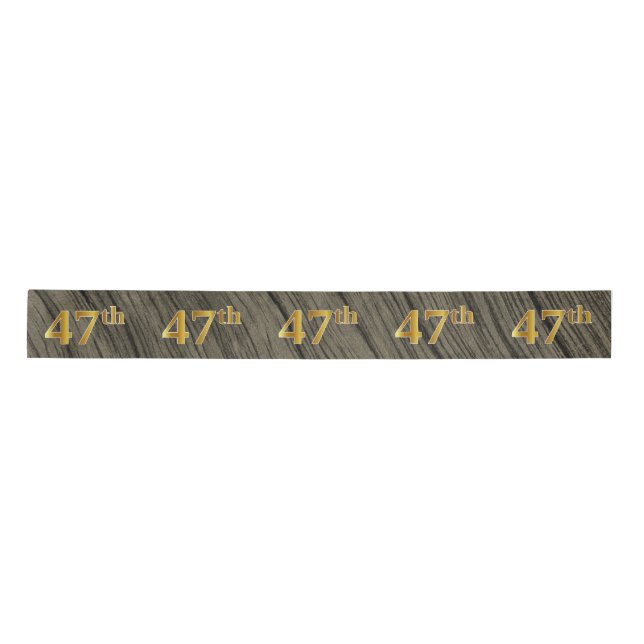 Faux/Imitation Gold "47th" Event Number (Rustic) Satin Ribbon (Front)