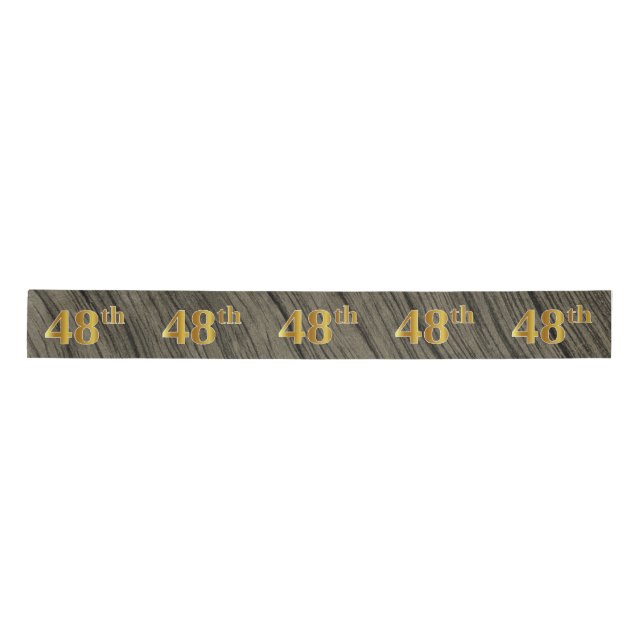 Faux/Imitation Gold "48th" Event Number (Rustic) Satin Ribbon (Front)