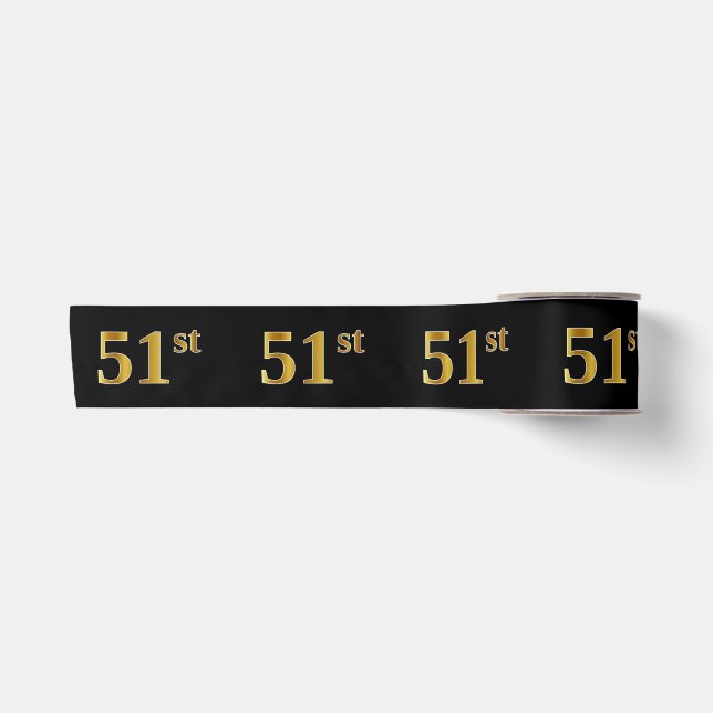 Faux/Imitation Gold "51st" Event Number (Black) Satin Ribbon (Front)
