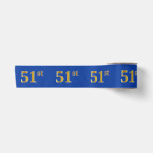 Faux/Imitation Gold "51st" Event Number (Blue) Satin Ribbon
