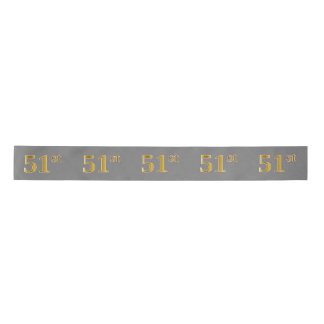 Faux/Imitation Gold "51st" Event Number (Grey) Satin Ribbon (Front)
