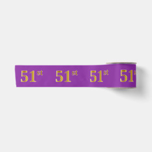 Faux/Imitation Gold "51st" Event Number (Purple) Satin Ribbon
