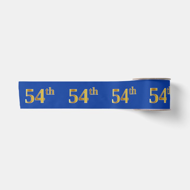 Faux/Imitation Gold "54th" Event Number (Blue) Satin Ribbon (Front)