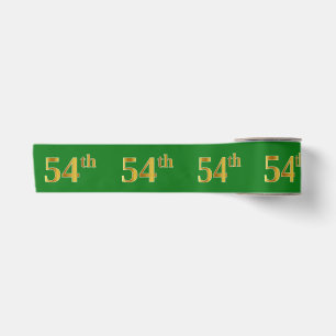 Faux/Imitation Gold "54th" Event Number (Green) Satin Ribbon
