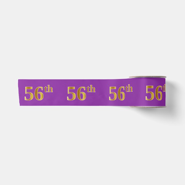 Faux/Imitation Gold "56th" Event Number (Purple) Satin Ribbon (Front)
