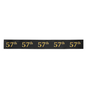 Faux/Imitation Gold "57th" Event Number (Black) Satin Ribbon
