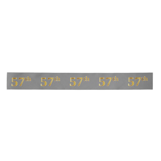 Faux/Imitation Gold "57th" Event Number (Grey) Satin Ribbon (Front)