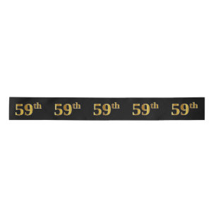 Faux/Imitation Gold "59th" Event Number (Black) Satin Ribbon