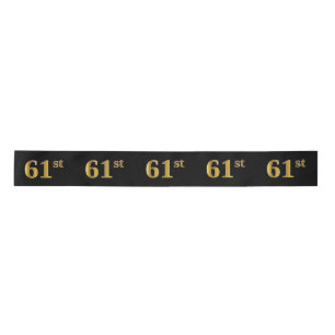 Faux/Imitation Gold "61st" Event Number (Black) Satin Ribbon
