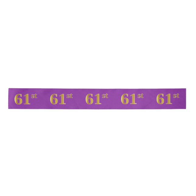 Faux/Imitation Gold "61st" Event Number (Purple) Satin Ribbon (Front)
