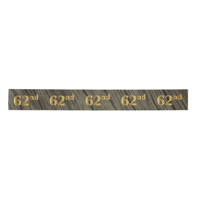 Faux/Imitation Gold "62nd" Event Number (Rustic) Satin Ribbon (Front)