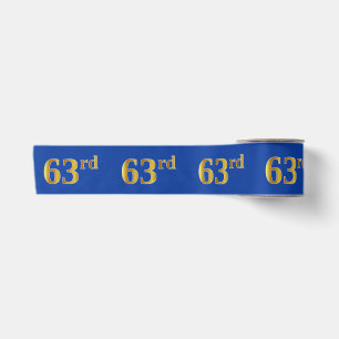 Faux/Imitation Gold "63rd" Event Number (Blue) Satin Ribbon