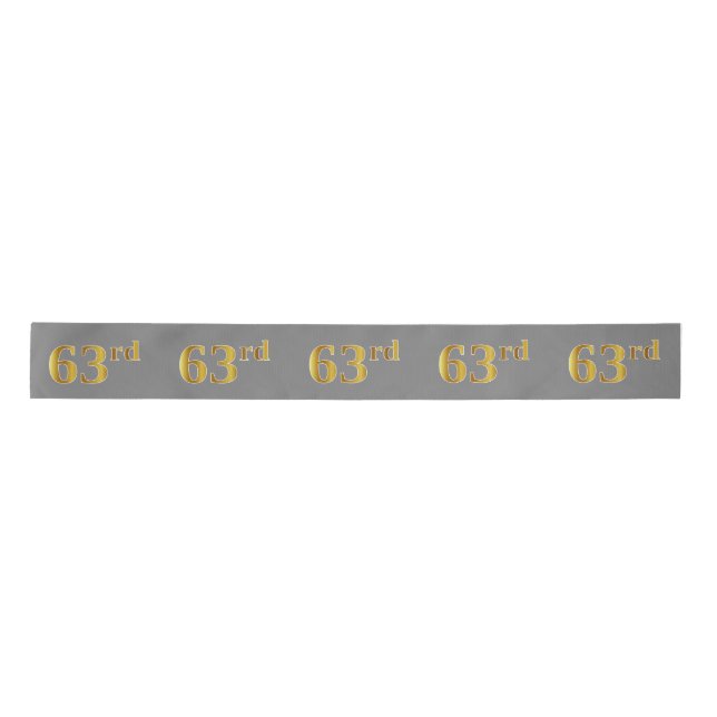 Faux/Imitation Gold "63rd" Event Number (Grey) Satin Ribbon (Front)