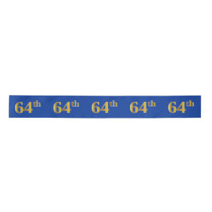 Faux/Imitation Gold "64th" Event Number (Blue) Satin Ribbon