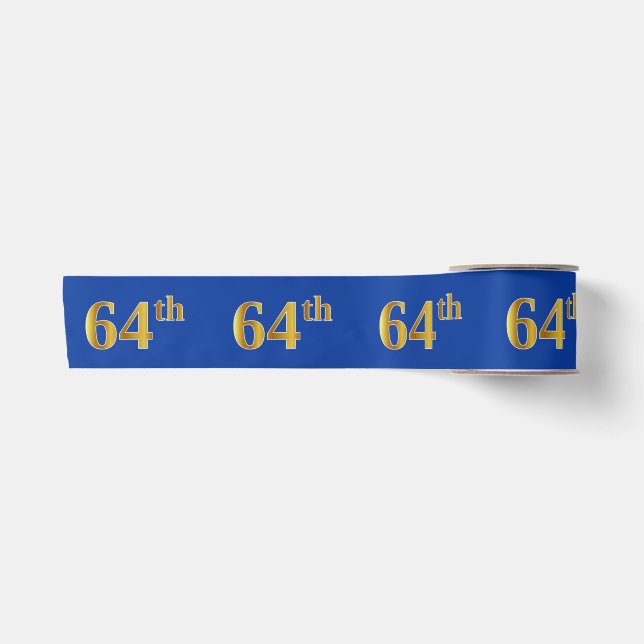 Faux/Imitation Gold "64th" Event Number (Blue) Satin Ribbon (Front)
