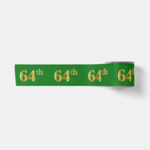 Faux/Imitation Gold "64th" Event Number (Green) Satin Ribbon