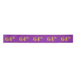Faux/Imitation Gold "64th" Event Number (Purple) Satin Ribbon