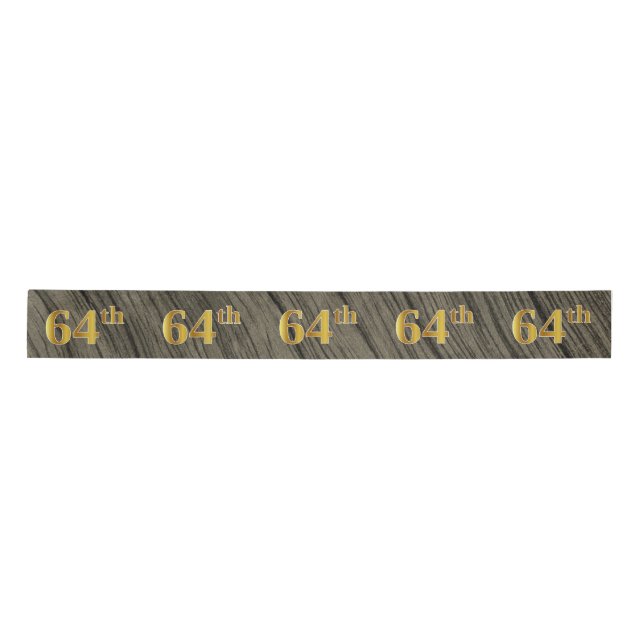 Faux/Imitation Gold "64th" Event Number (Rustic) Satin Ribbon (Front)