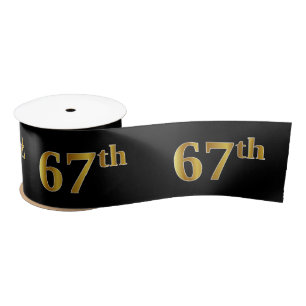Faux/Imitation Gold "67th" Event Number (Black) Satin Ribbon