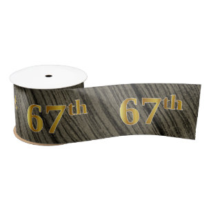 Faux/Imitation Gold "67th" Event Number (Rustic) Satin Ribbon