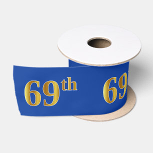 Faux/Imitation Gold "69th" Event Number (Blue) Satin Ribbon