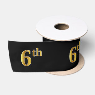 Faux/Imitation Gold "6th" Event Number (Black) Satin Ribbon