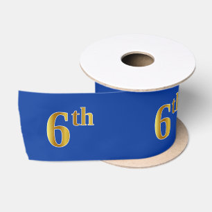 Faux/Imitation Gold "6th" Event Number (Blue) Satin Ribbon