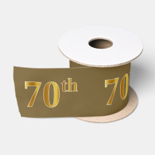 Faux/Imitation Gold "70th" Event Number (Brown) Satin Ribbon