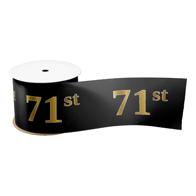 Faux/Imitation Gold "71st" Event Number (Black) Satin Ribbon (Spool)