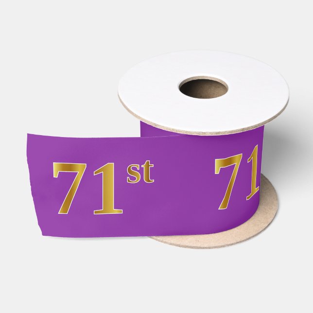 Faux/Imitation Gold "71st" Event Number (Purple) Satin Ribbon (Spool)