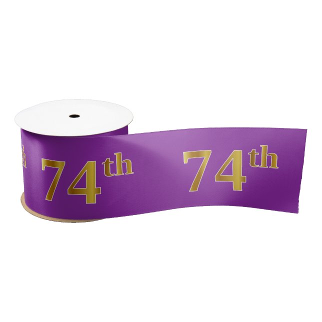 Faux/Imitation Gold "74th" Event Number (Purple) Satin Ribbon (Spool)