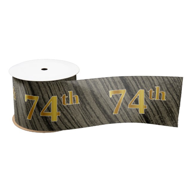 Faux/Imitation Gold "74th" Event Number (Rustic) Satin Ribbon (Spool)