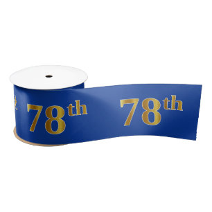 Faux/Imitation Gold "78th" Event Number (Blue) Satin Ribbon